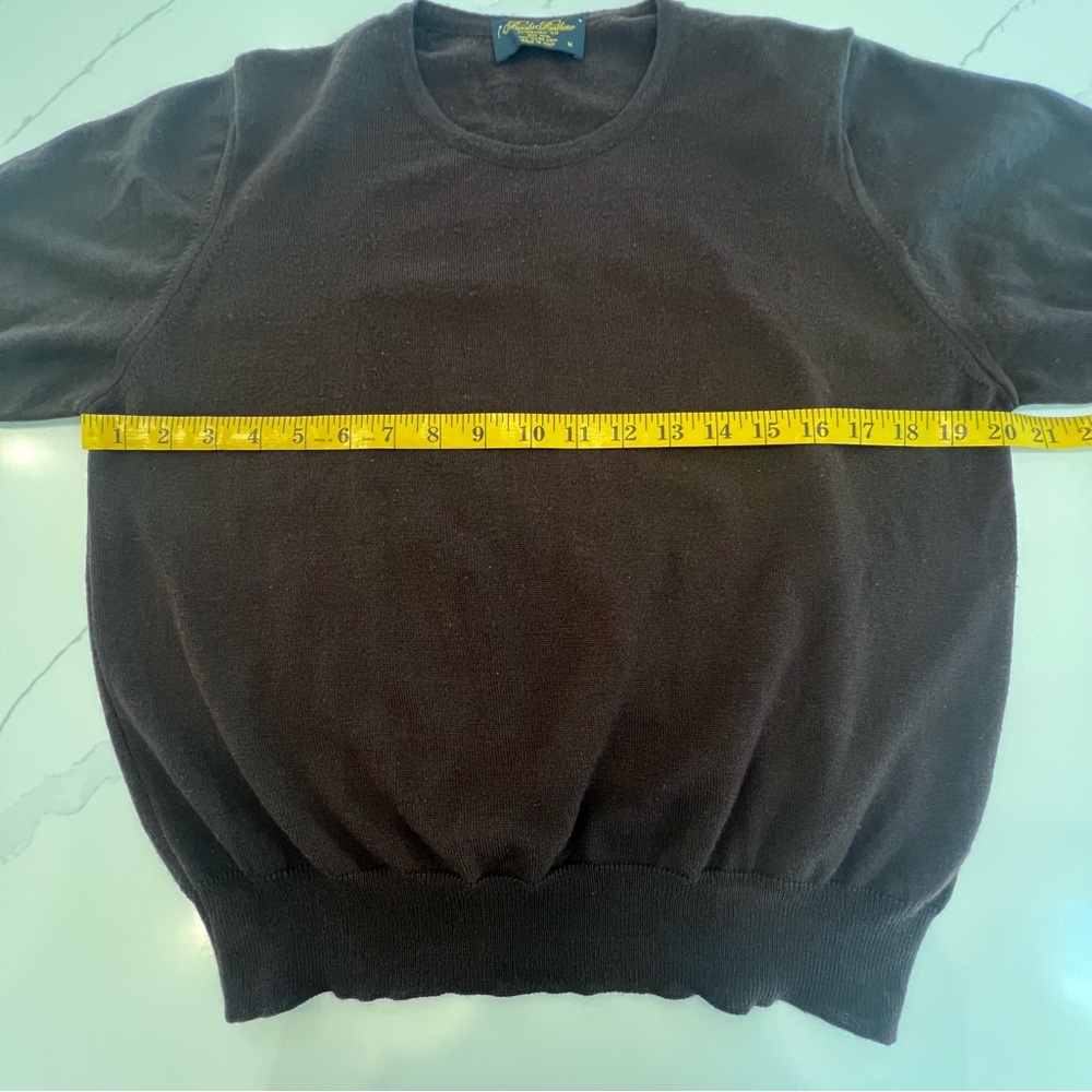BROOKS BROTHERS 100% Wool Brown Short Sleeve Sweater, M - Picture 7 of 10
